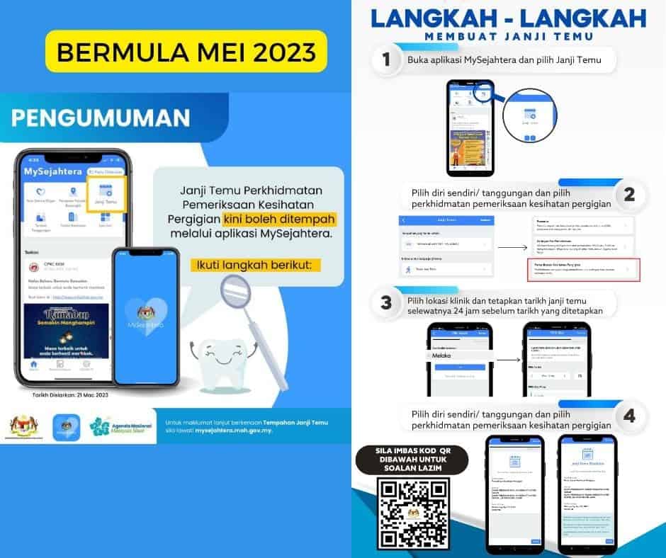 Cara Buat Temujanji Klinik Gigi Kerajaan MySejahtera