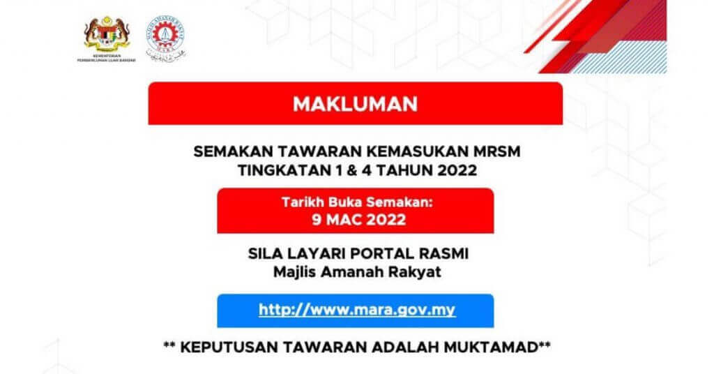 Semakan Mrsm 2022 Keputusan Rayuan Tingkatan 1 dan Form 4