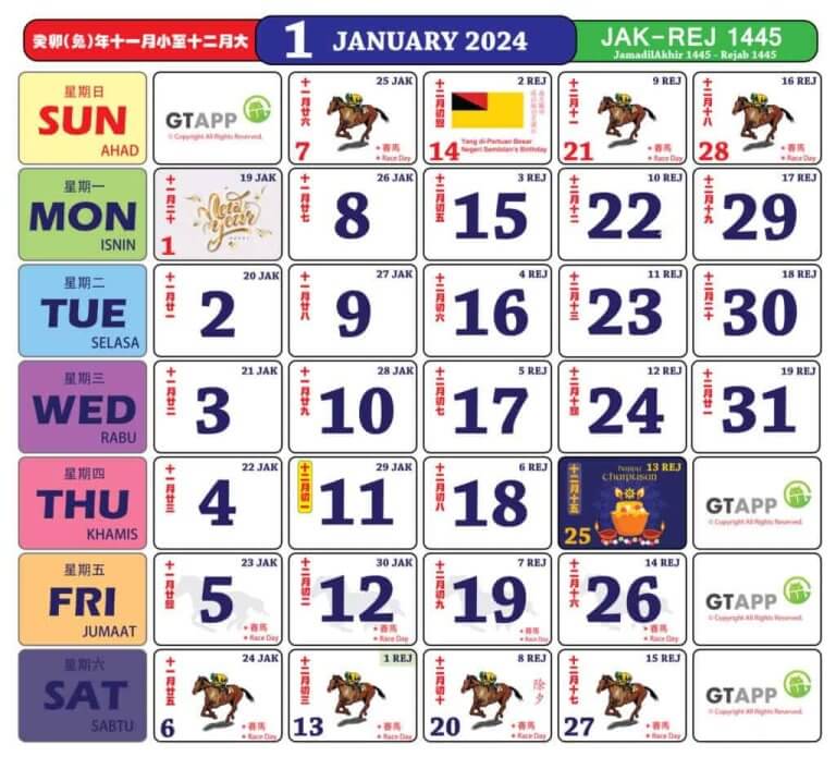 kalendar kuda 2024